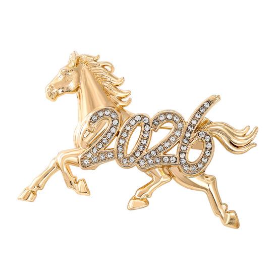 2026 Rhinestone Horse Brooch Year of Horse Lapel Pin Galloping Horse Brooch Pin New Year Outfit Accessory for Suits Coats Scarves