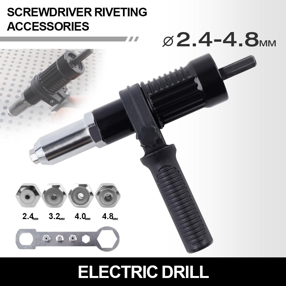 Quick & Easy Rivet Pulling Drill Bit Adapter with Hex Shaft Professional Rivet Gun Adapter,2.4/3.2/4.0/4.8mm,Cordless Rivet Gun