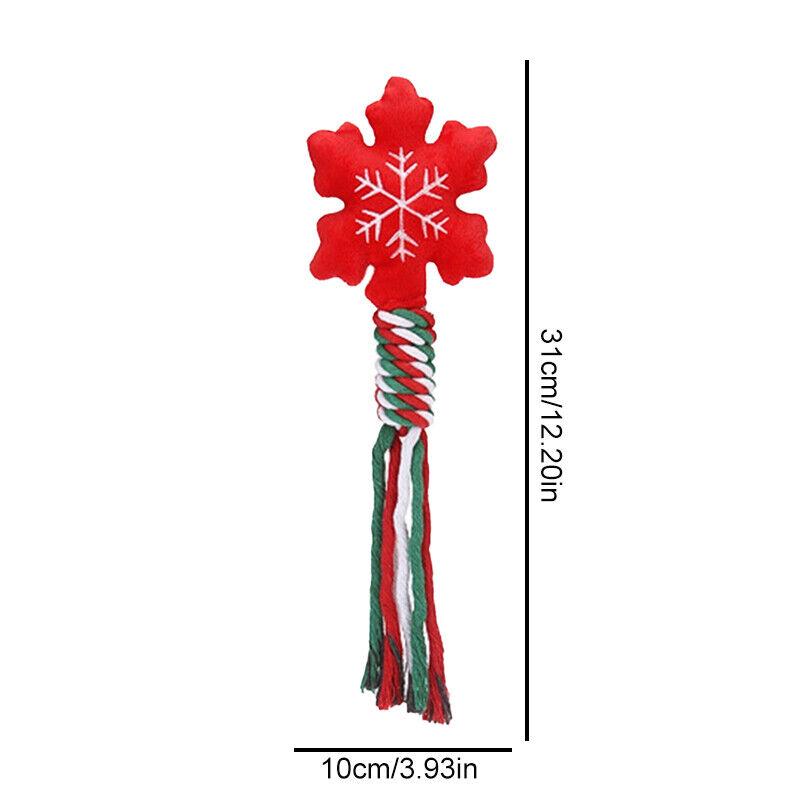 Christmas Pet Dog Chew Toys Braided Cotton Rope Santa Xmas Tree Snowman Gift DH