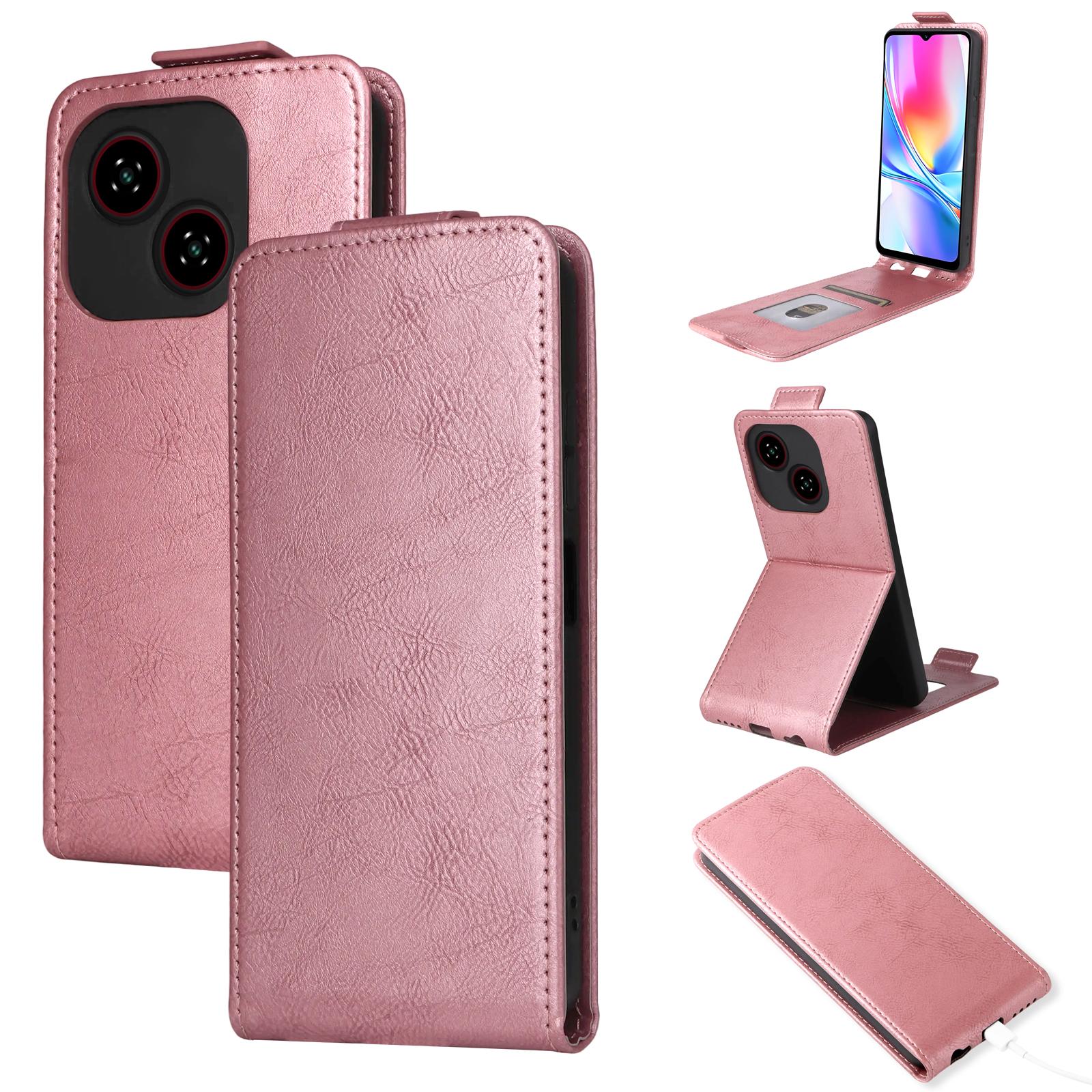 

Для ZTE Blade A35e Z2466 Чохол-підставка Магнітна застібка Вертикальний відкид Шкіряний чохол для телефону з тримачем для карток Rose Gold