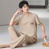 Pajamas Men's Summer Cotton Short Sleeve Trousers Thin Summer Casual Large Size Summer Loungewear Set