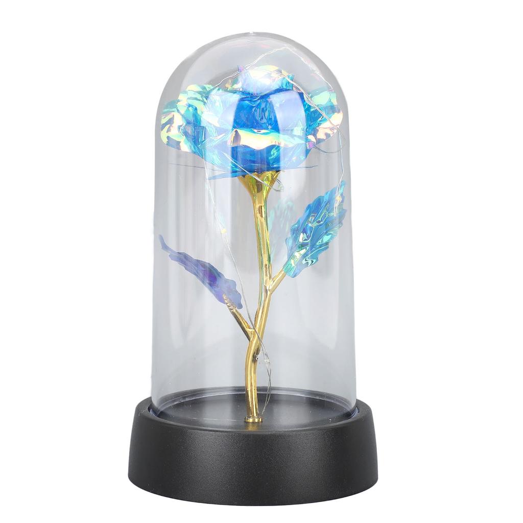 Blue Flower Night Light Romantic Ambient Bedside Sleeping Glass Flower Lamp for Bedroom Desktop