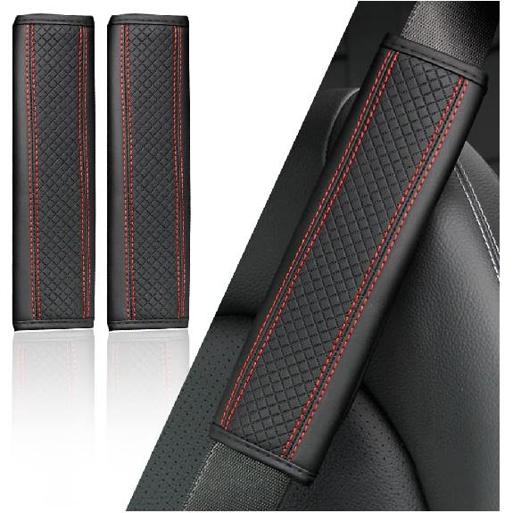 2PCS Car Seat Belt Cover Pad,Breathable Leather Seatbelt Covers For Shoulder Protection And Car Decorations,Universal Seatbelt Cushion Adding Car