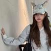Distressed Dog Ear Casquettes Hat 2000S Cool Baseball Hat Breathable Sun Hat Long Brims Hiphop Dancing Hat for Adult Teens