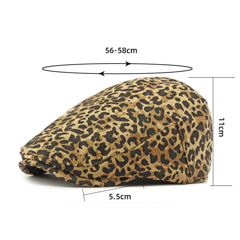 Spring Autmn Women's Beret British Vintage Leopard Print Cap Forward Cap Newsboy Caps Flat Cap Driver Ivy Hat Gatsby Painters Hats
