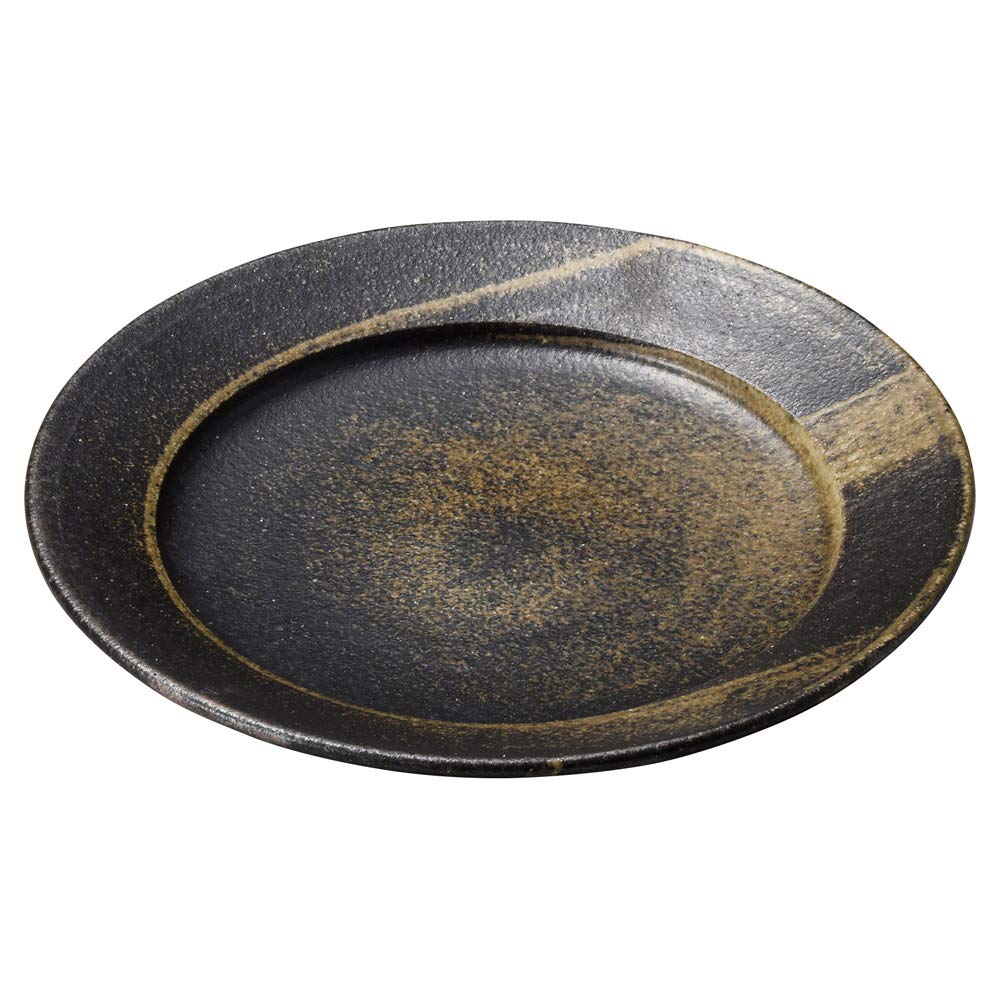 

Iga Ware Hechimon Rimmed Plate, 25cm, Black Persimmon, MR-3-3466