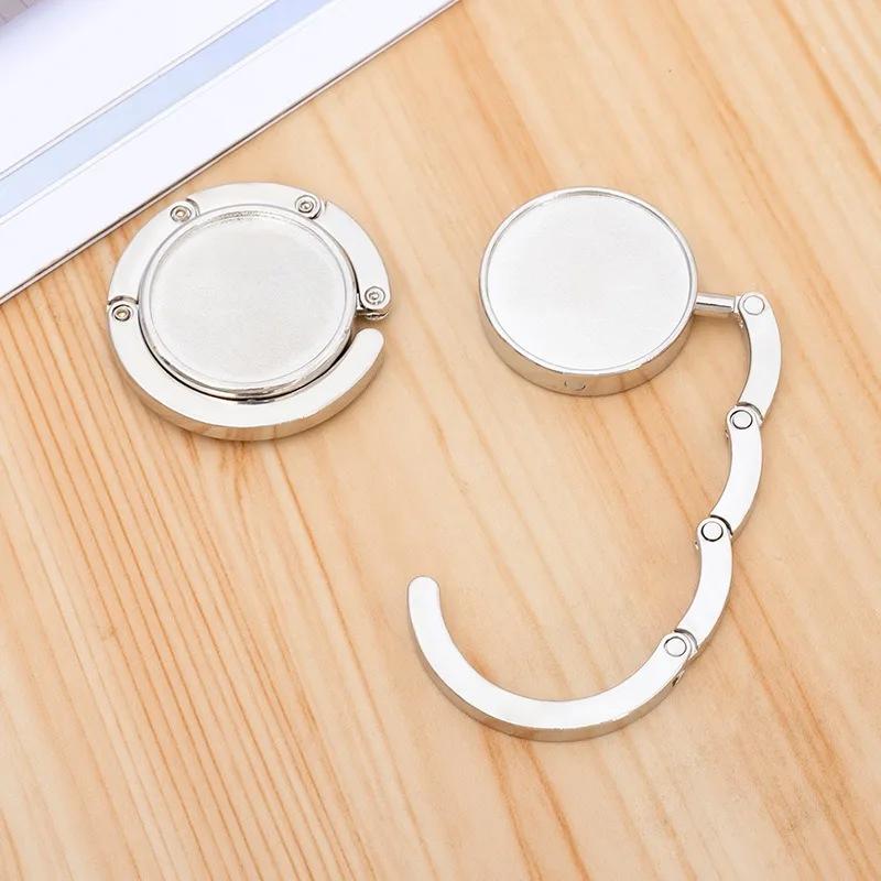 Portable Folding Multi-Purpose Hooks Bag Crystal Alloy Purse Bag Holder Hanger Handbag Hook Table Hook Circle Shape