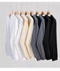 Men's 300g Heavyweight Pure Cotton White Long-Sleeve Round Neck Shirt