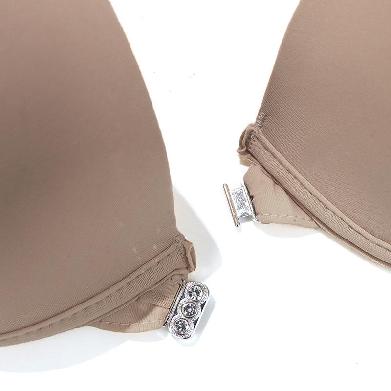 Push-Up Transparent Strap Rhinestone Backless Off-the-Shoulder Party Bandeau Bra
