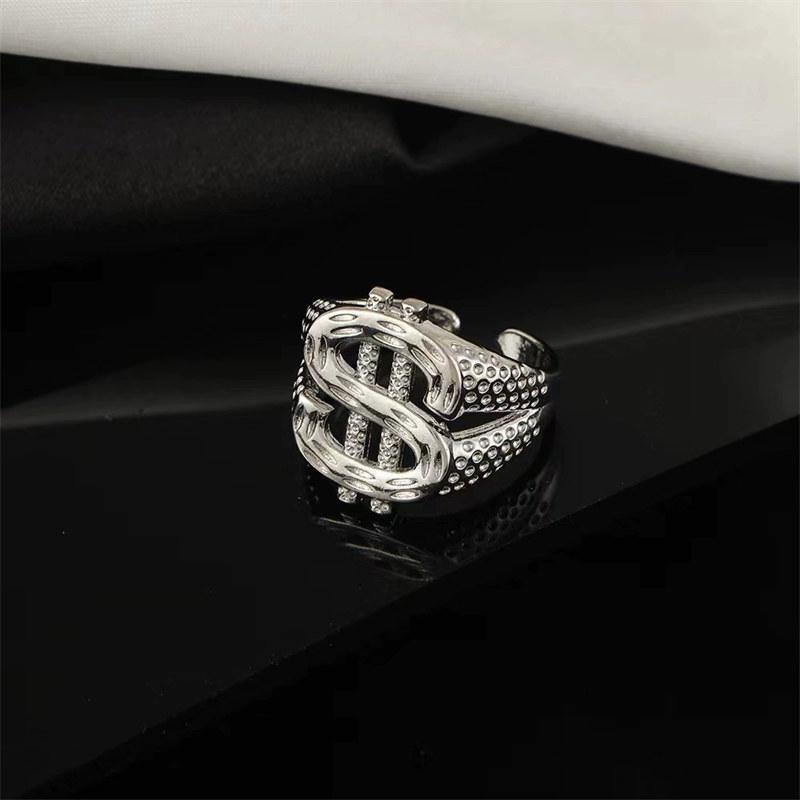 Übertriebene Hip Hop Dollar Ringe Mode Design Verstellbarer Offener Ring für Männer Frauen Punk Schmuck Fingerring GZW