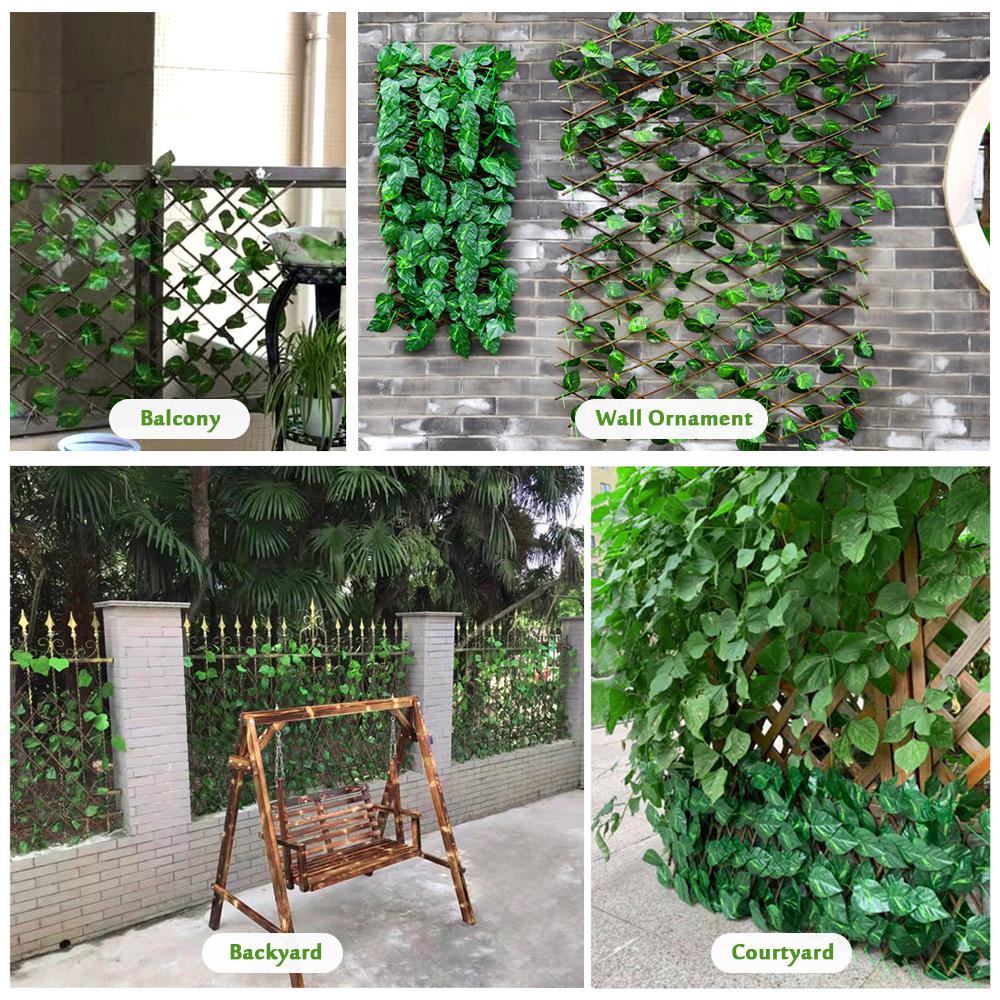 Artificial Ivy Leaves Garland Screen Fence Nature Wood Trellis Fence Greenery Wall Decor Festival Garden Home Party Decor