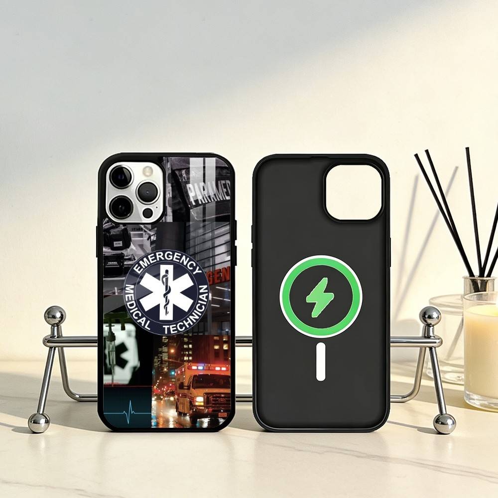 EMT EMS Ambulance LOGO Phone Case For iPhone17,16,15,14,13,12,11 Plus,Pro Max Magnetic For Magsafe Wireless Charging