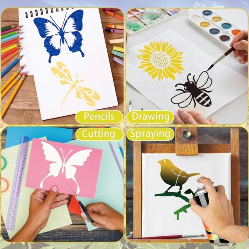 15Pcs Hollow Butterfly Templates 5x5Inch Kids Drawing Stencils for Craft Making Wood Sign Cake Painting Wall Decoration