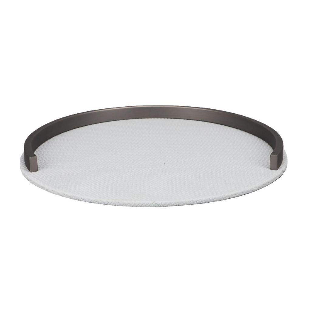 European Metal & Leather Storage Tray for Home Decor
