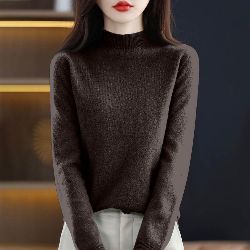 Women's Knit Turtleneck Long-Sleeve Top Casual Comfortable Long-Sleeve Blouse