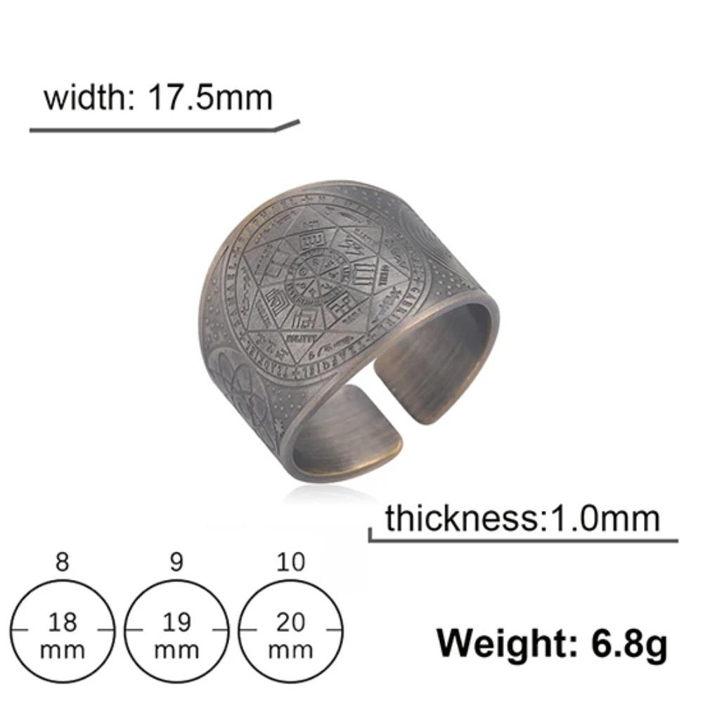 Retro Punk Celtic Knot Open Ring for Men Seven Pointed Star Magic Formation Couple Jewelry Gift