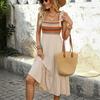 Women's Summer Maxi Dress Casual Bohemian Sleeveless Printed Square Neck Multi-Layered Long Beach Sundress