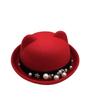 Cappello a cilindro con orecchie da gatto e perle per bambini: Carino Stile Britannico Autunno/Inverno per Ragazzi e Ragazze - Perfetto per Natale e Capodanno