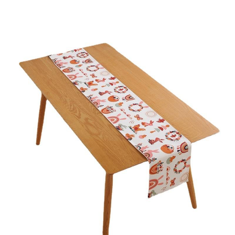 Modern Simple Thickened Polyester Cotton Digital Printing Animal Spring Table Flag Bed Tail Flag Dining Table Cloth