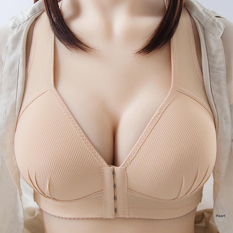 Front Buckle Wireless Bra for Middle-Aged & Elderly - Thin Style, Full Coverage, Enhancing Back Support
