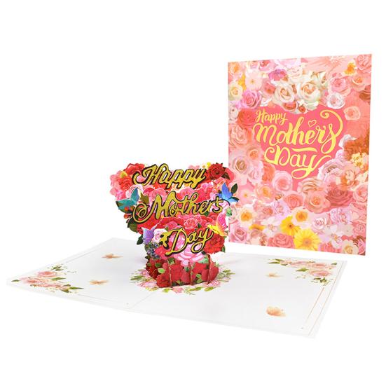 

Yousheng Happy Mother Day 3D Greeting Card Colorful Letter Handcrafted Fly-out Card Mom Wife Grandma Perfect Gift