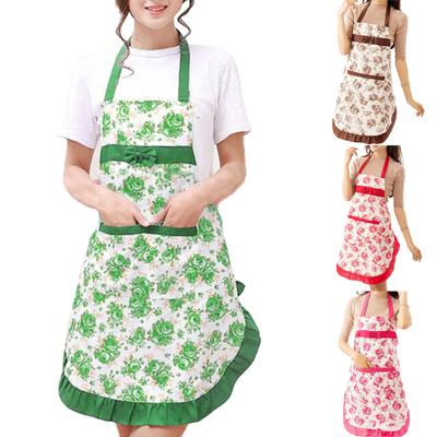 Damen-Küchenschürze mit Blumenmuster, Taschen und verstellbarem Taillengürtel, wasserdichte Damen-Latzschürze