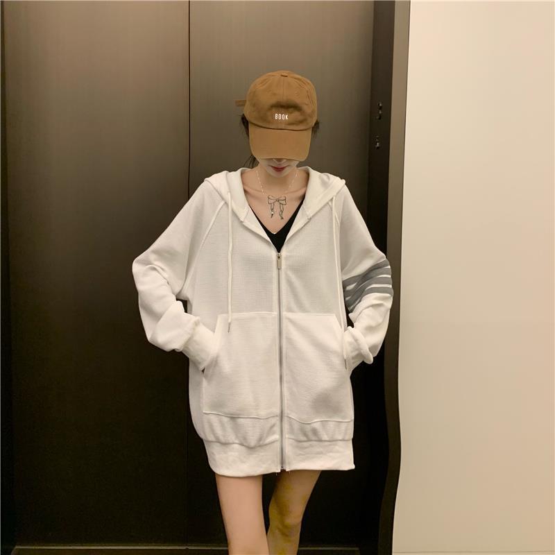 Early Autumn Korean Style Hooded Zipper Sweatshirt for Women - 2022 Loose Fit Design