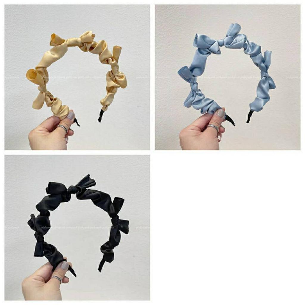 Korean version ins summer bow headband solid color sweet fabric headband wearing versatile hair accessories for women