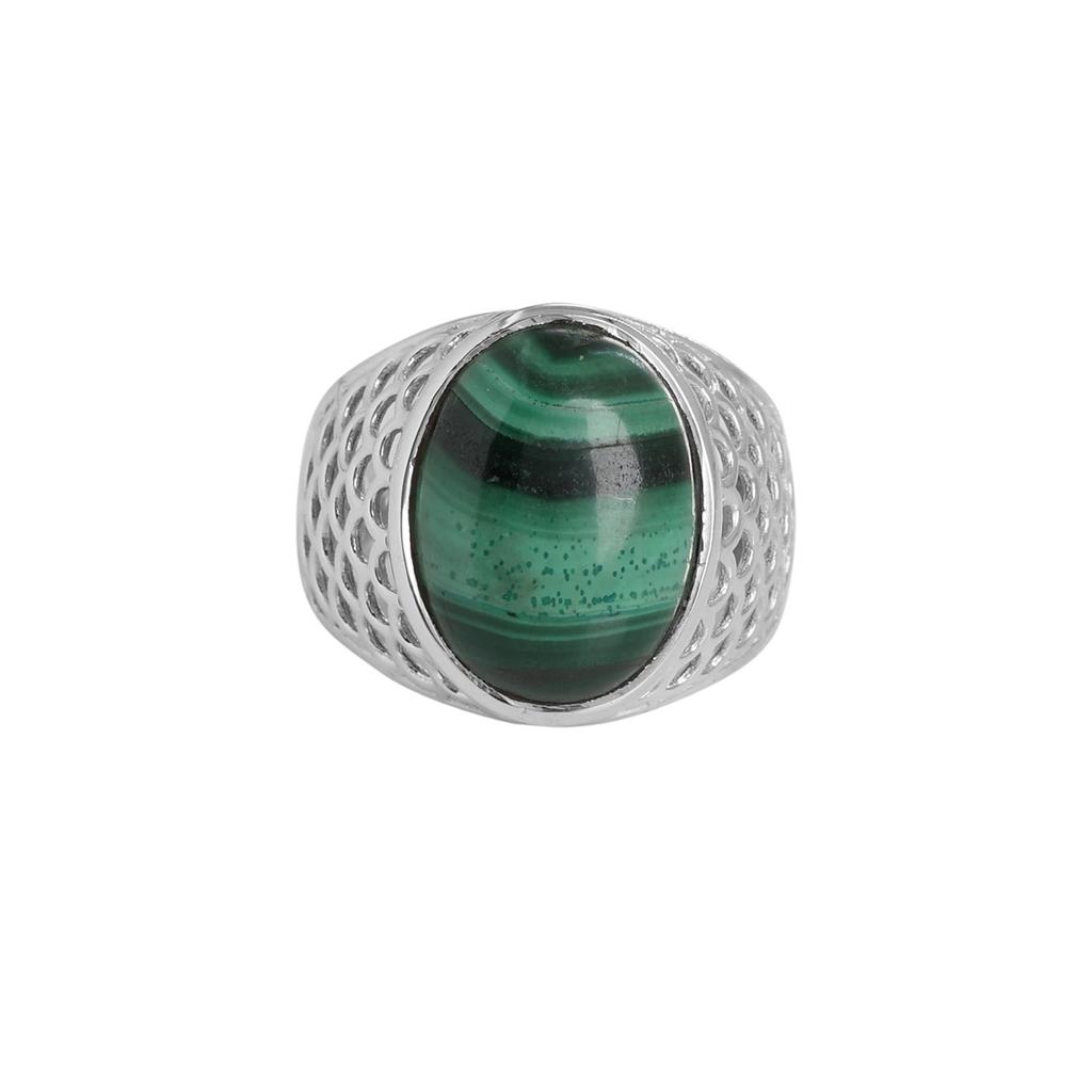 Malachite Gemstone Silver Ring, Pure 100% 925 Sterling Silver Fine Jewelry, Handmade Silver Ring, Unisex Ring Ar8928
