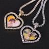 Rotatable Double-Sided Heart Photo Pendant Necklace with Zirconium Inlay - Yunyi Jewelry