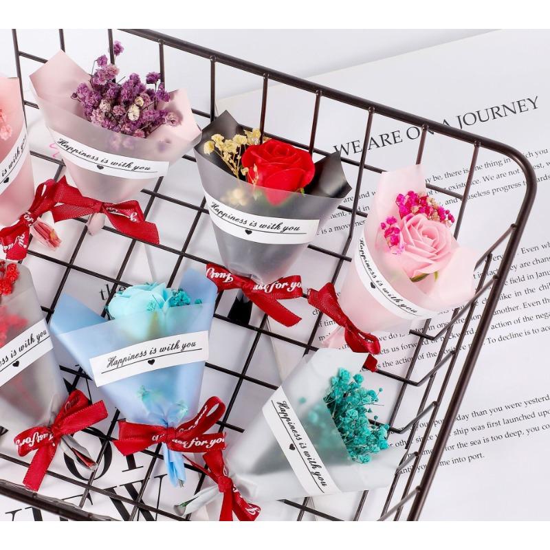 Hand Gift Mini Full Star Dried Flower Bouquet Gift Set with Small Gift Bouquet Soap Flower Eternity Bouquet