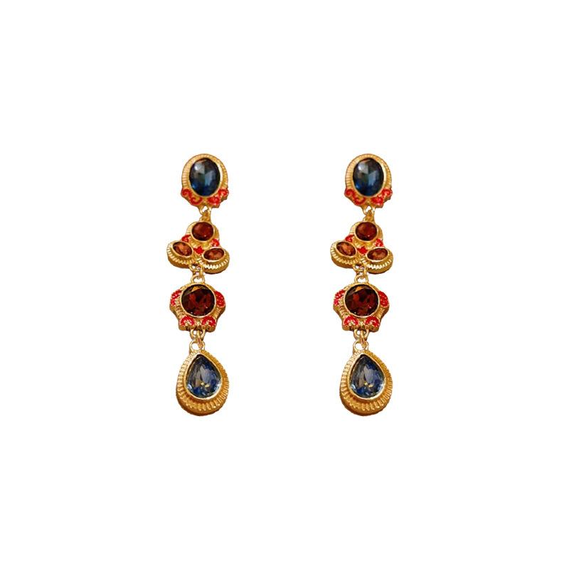 GemChic Dámský Retro Perlový Visací Křišťálový Náhrdelník na Klíční Kost Náušnice Dvou dílná Sada Nádherné Šperky Dárek k Narozeninám Vánocům