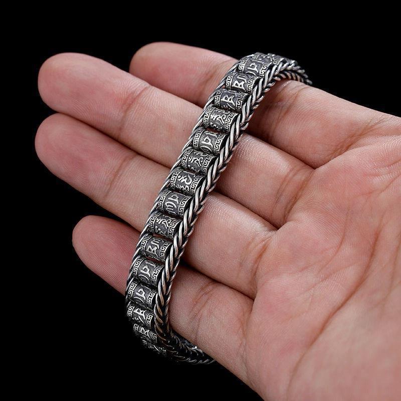 Trendy Douyin Lulutong Six-Character Mantra Bangle - Light Luxury Retro Design for Men & Women