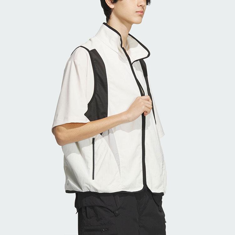 Adidas Future Style Woven Vest Casual Zip Stand Collar Sports Vest Men Vests Pink White JI9886
