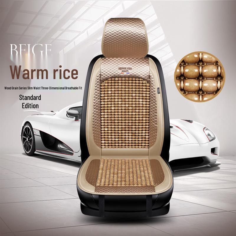 Wood Bead Ventilated Car Seat Cushion with Lumbar Support - Universal Four Seasons Cool Pad