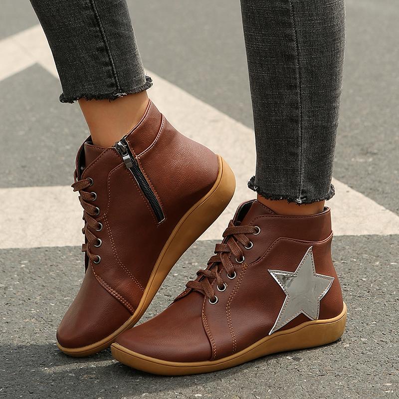 fashion 2024 New Lace Up Wedges Heel Women Boots Fashion Patchwork Soft Sole High Top Ankle Boots Pu Leather Waterproof Sneakers Mujer
