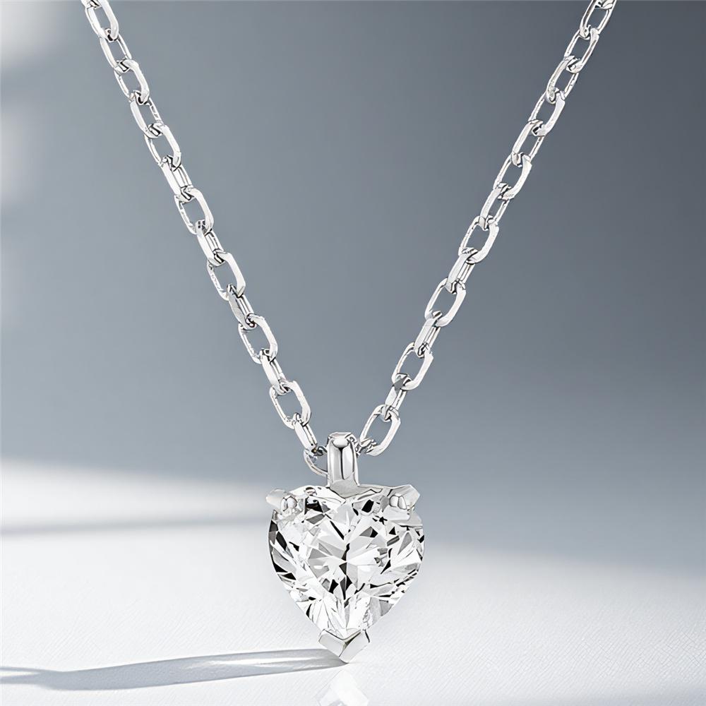 Luxury Female Crystal White Zircon Stone Heart Pendant Necklace Vintage Gold Color Wedding Jewelry For Women