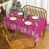 Christmas Polyester Tablecloth Snowman Print Lightweight Stain Resistant Dining Decor Long Table Cover