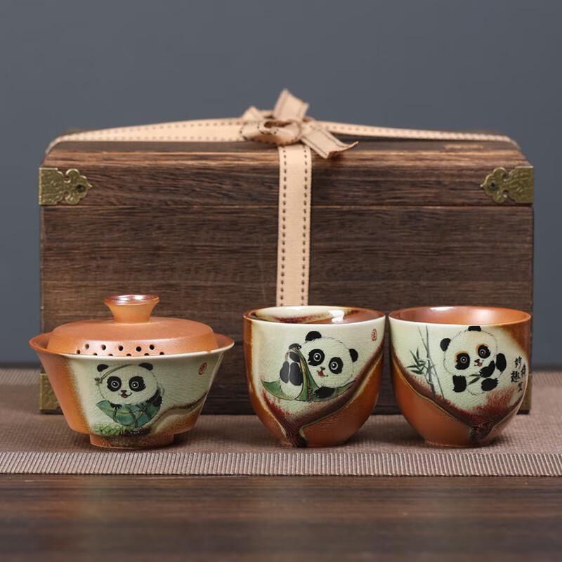 Hand-painted Panda Ceramic Tea Set