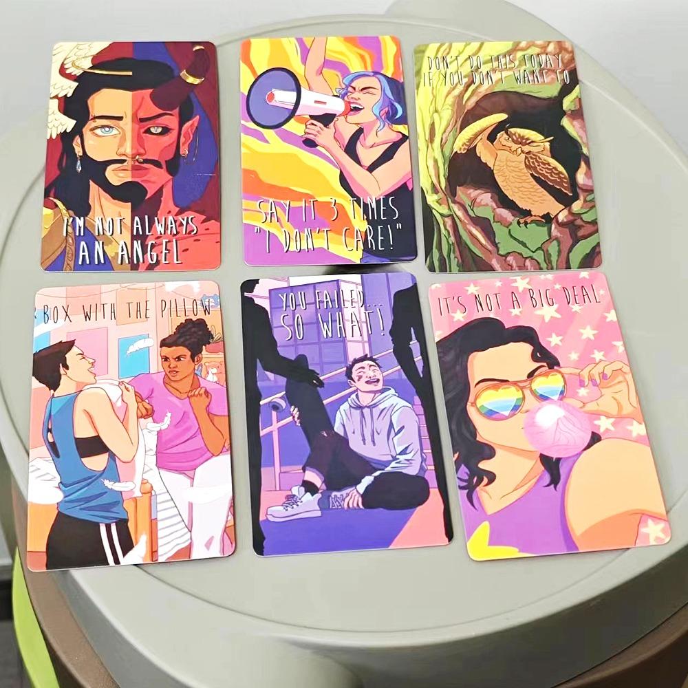 

I DON T CARE Oracle Deck Empowering Cards Самостоятельный уход за чтением Таро Полный пакет 82 карты Vibrant Easy Deck 10,3*6 см