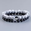 Alloy Yin Yang Tai Chi Black and White Beaded Couple Bracelet