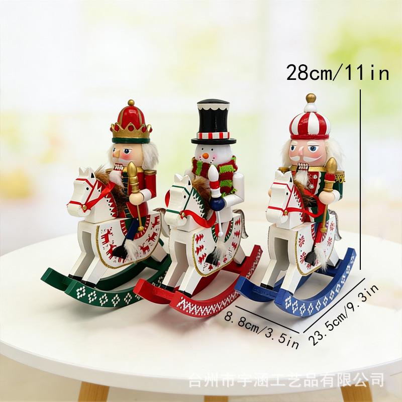30CM Wooden Rocking Horse Nutcracker Ornament