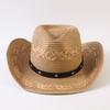 Beliebter europäischer und amerikanischer klassischer Strohgeflecht Western-Cowboyhut für Herren und Damen Outdoor-Mode OL-Stil Geflochtener Zylinder