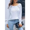 Damen Winter Freizeit Knopf Streifen Einfarbig Strickpullover