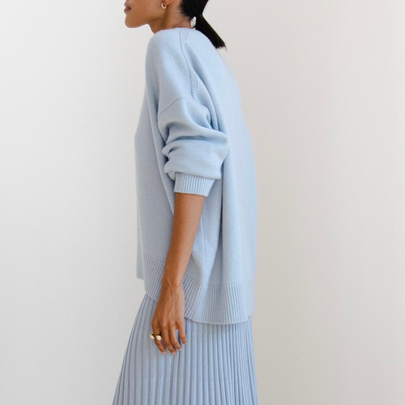 Autumn and Winter Women's Knitwear Round Neck Loose Solid Color European and American Sweater Women