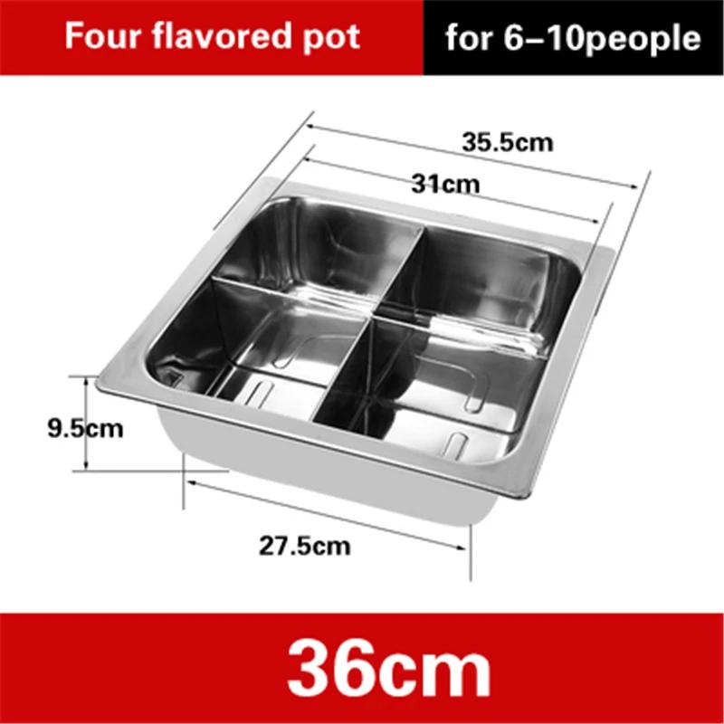 Extra thick stainless steel square hot pot Stewed Mandarin Duck with Ears Hotpot for induction cooker Mother and son pot hotpot