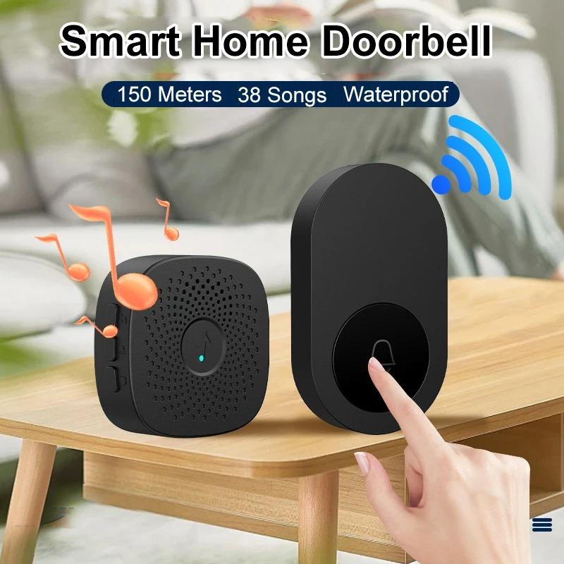 USB Wireless Doorbell Smart Welcome Door Bell Three-speed Volume 38 Songs Melodies Doorbell for Home Bed Call Emergent Call