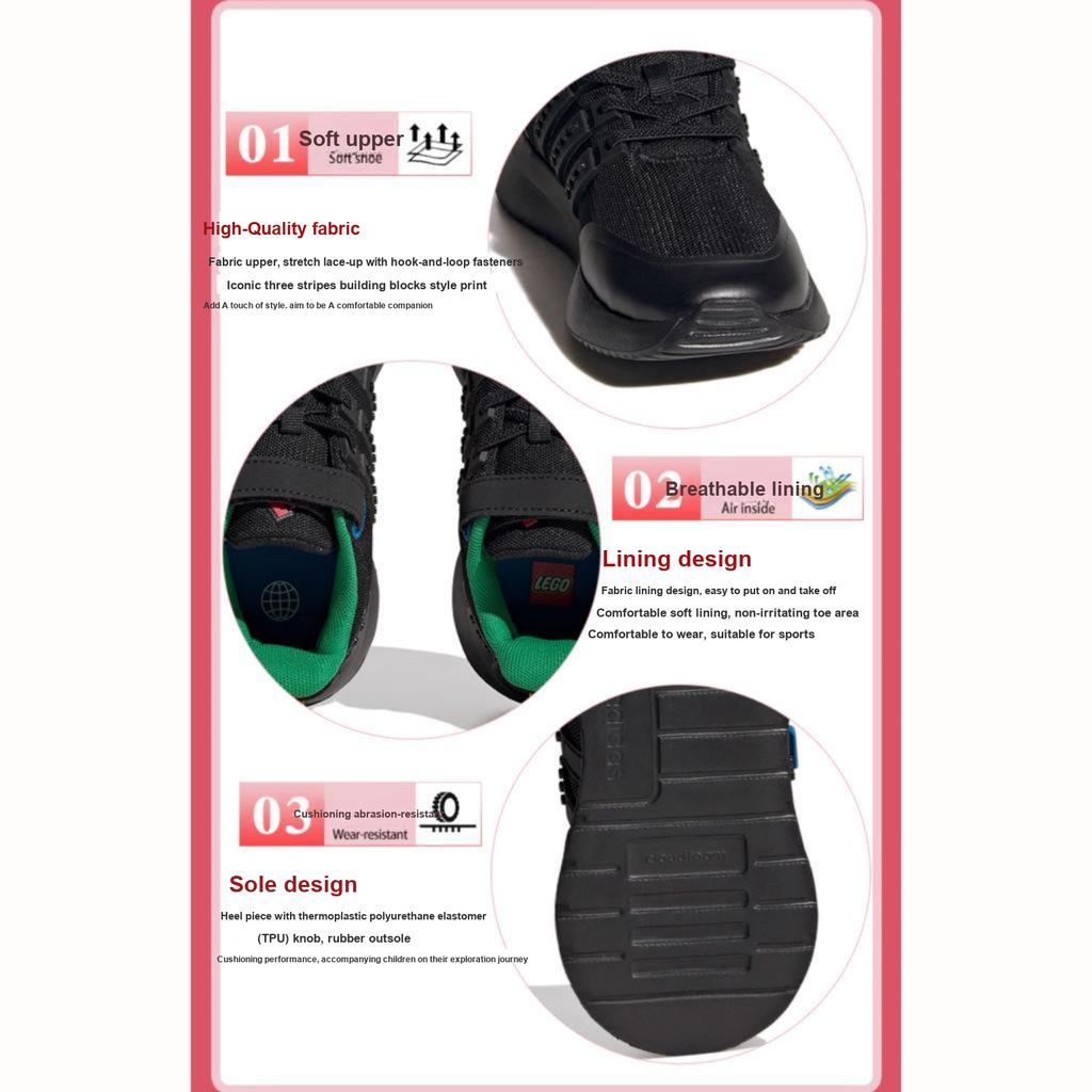 Adidas Lego X  Neo Racer TR21 Elastic Breathable Low Top Kids Running Shoes Kids sneaker Black IF2889