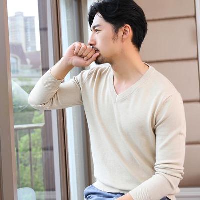 Men's Plus Size Solid V-Neck Sweater - Autumn/Winter Business Knit Pullover