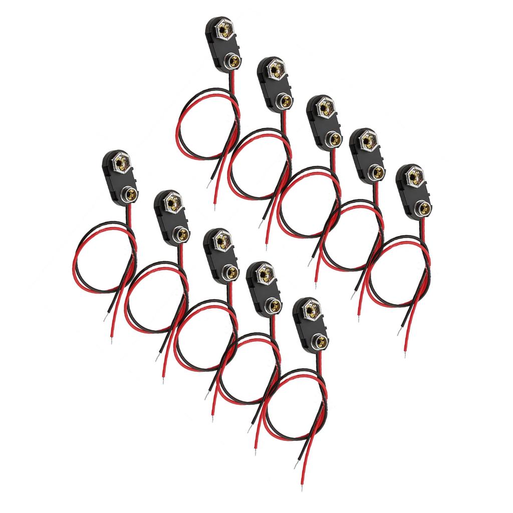 9V Battery Clip Connector with 15cm Line Battery Snap Connectors 10 Pcs 9 Volt Battery Connector for Connection Cable